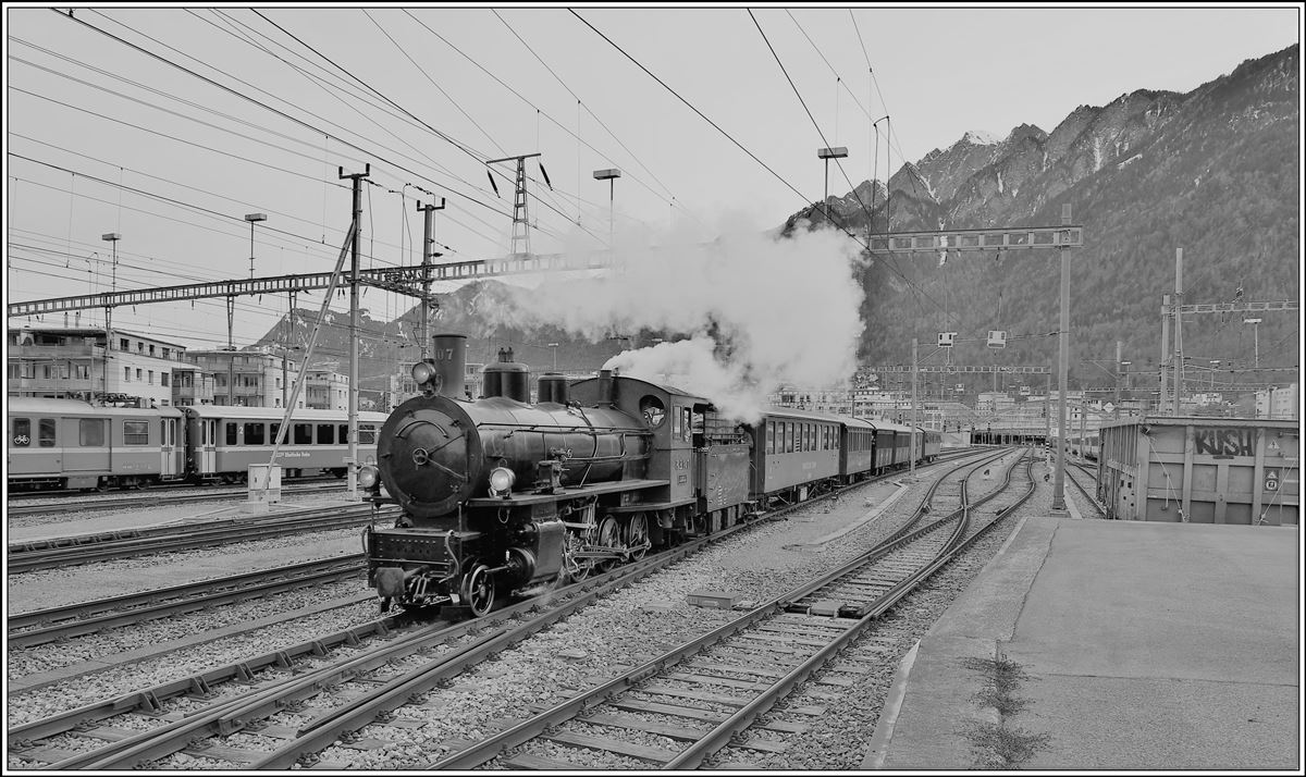 Dampffahrt Surselva 2020 mit G 4/5 107  Albula  und Zug 2725 nach Disentis in Chur. (16.02.2020)