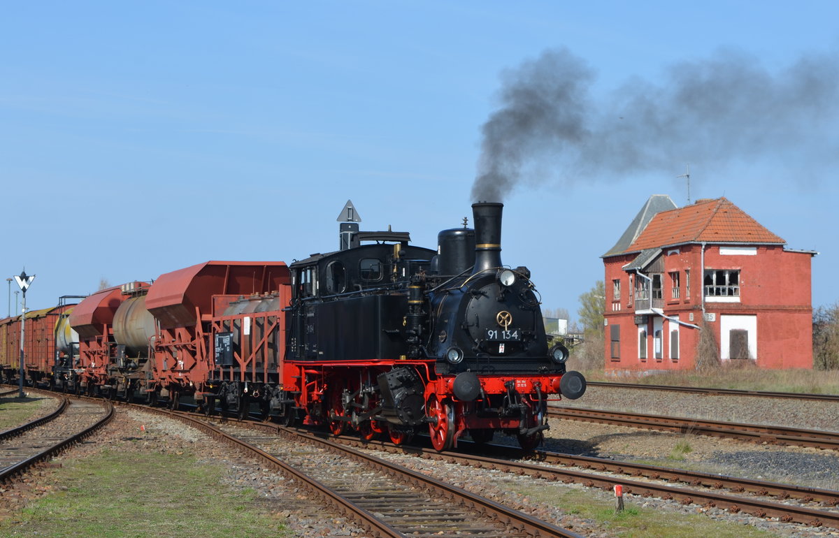 Dampflok 91 134 Leipziger Dampf KulTour (Eisenbahnfreunde Wismar e.V.) im Traditionsbahnbetriebswerk Staßfurt 30.03.2019