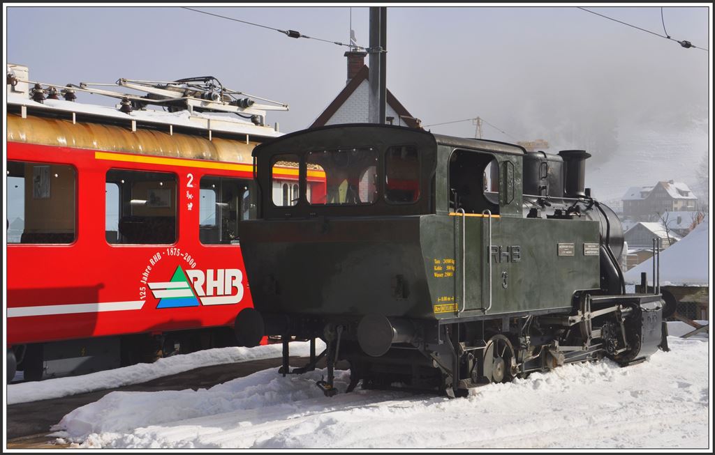 Dampflok Nr. 3  Rosa  und ABDeh 2/4 23 in Heiden. (11.02.2015)