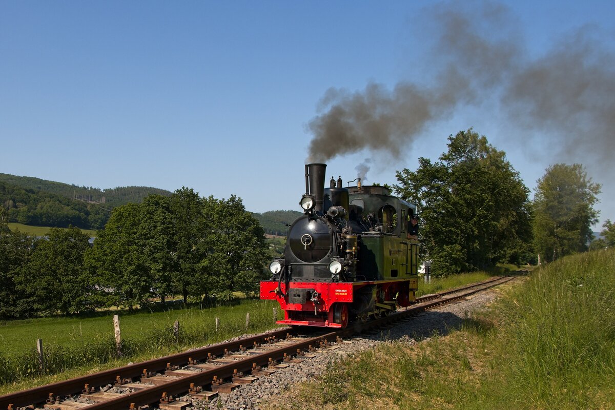 Dampflok  Spreewald  des DEV auf der Sauerländer Kleinbahn in Hüinghausen (04.06.2023) 