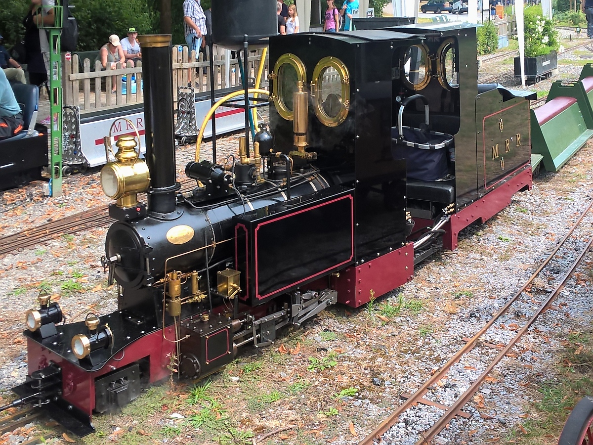 Dampflok-Zwillinge beim Steampunk Picknick auf der Gartenbahn im Maximilian-Park in Hamm, 21.7.2018

