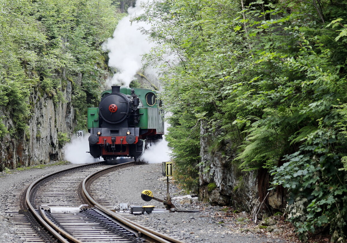 Dampflokomotive vom Typ CS 400
historischer Zug auf der ber�hmten Zubačka, die das Isergebirge mit dem Riesengebirge verbindet.
Die Strecke zwischen Kořenov und Harrachov schl�ngelt sich durch eine atemberaubende Berglandschaft 