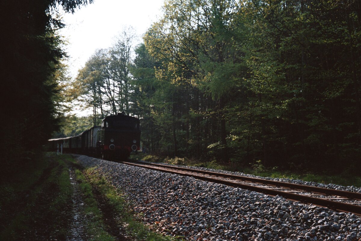 Dampfzugsonderfahrt der GES auf der WN-eigenen Strohgäubahn Korntal-Weissach (1984)
