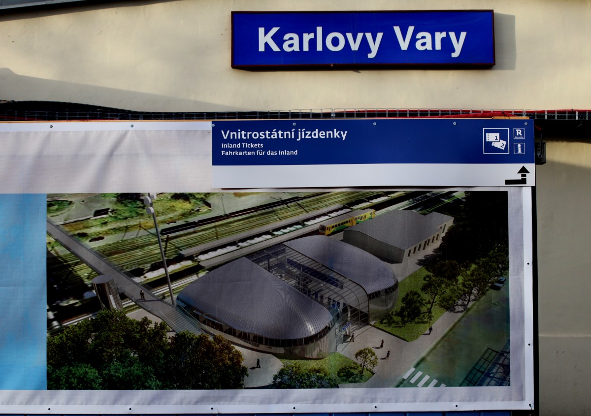 Das alte EG ist abgerissen, ein neues soll in Karlovy Vary gebaut werden, das Plakat zeigt , wie es aussehen soll.08.02.2016 08.42 Uhr.