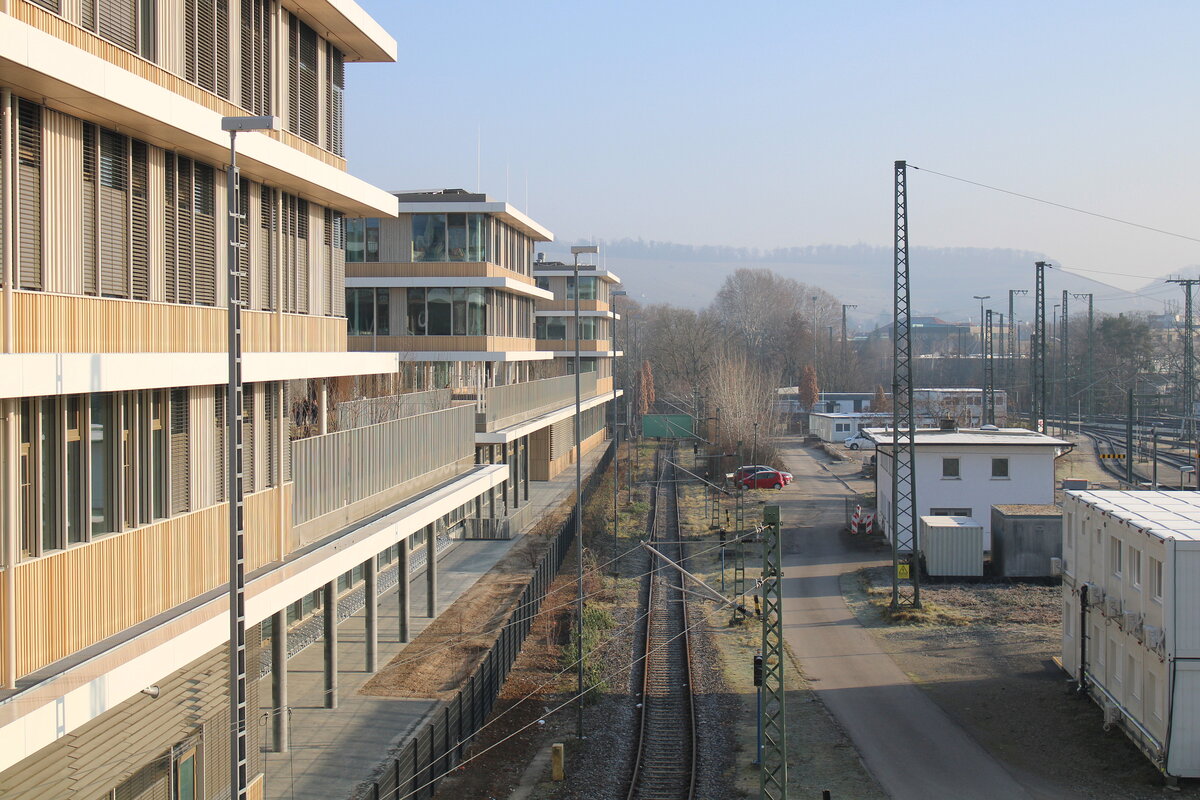 Das Ausziehgleis am Lauenweg in Heilbronn Hbf, am 05.02.2025.