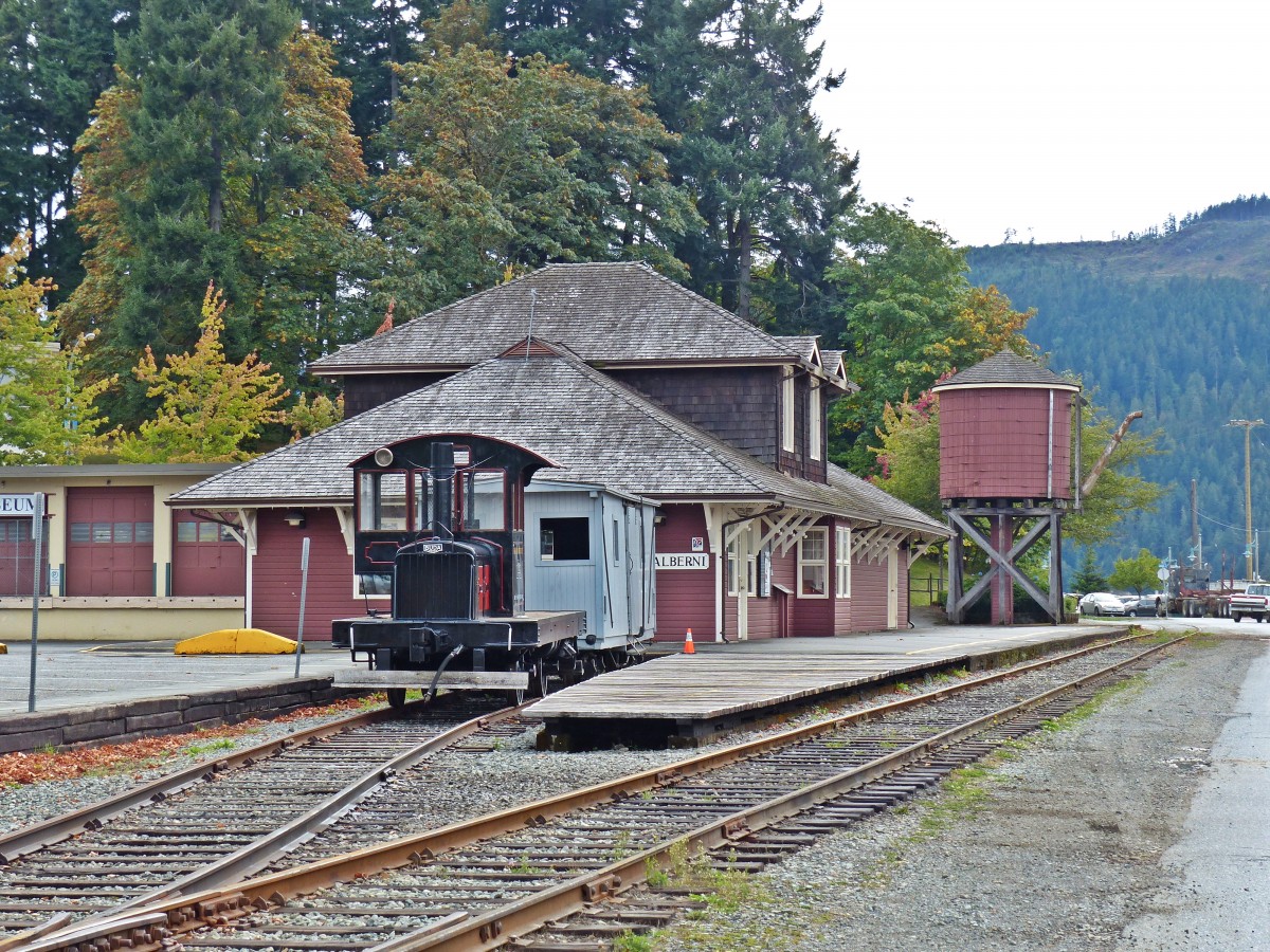 Das Bahnhofgebude von Port Alberni auf Vancouver Island am 29.08.2013.