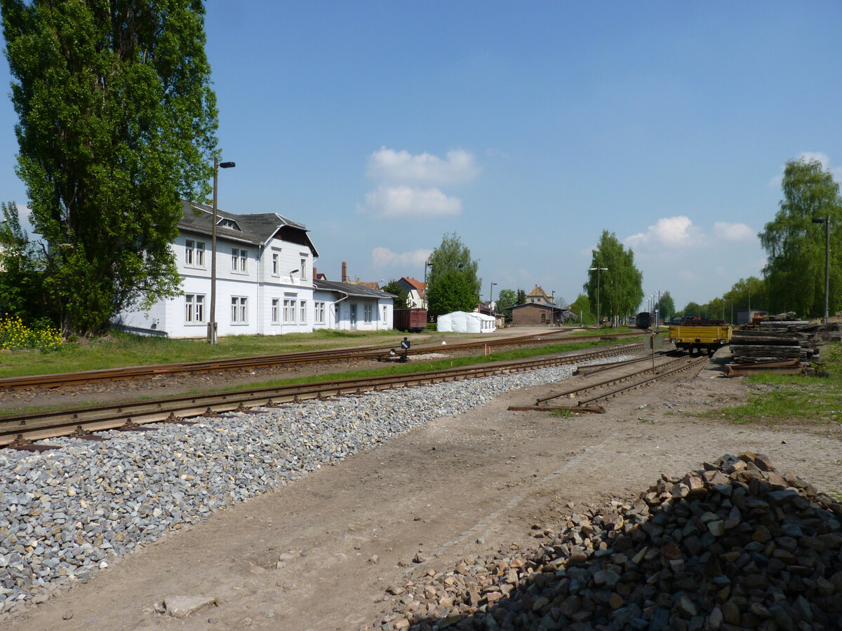 Das Bahnhofsgelände von Mügeln, aufgenommen am 27.04.2014.