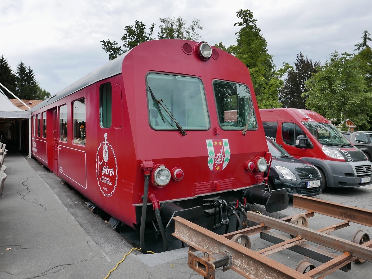 Das Bahnhofsrestaurant der Stainzer Lokalbahn in einem ehemaligen Triebwagen, 04.08.2019