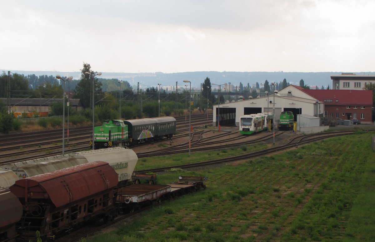 Das Bw der Erfurter Bahn am 08.09.2013 in Erfurt Ost. EB 20  Lisa 1  und EB 22  Lisa 2  genieen die Wochenendruhe.