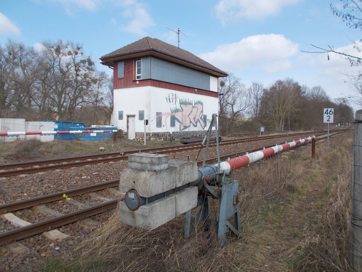 Das ehemalige Fdl Stellwerk von Müncheberg am 19.März 2016.