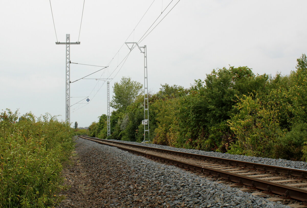 Das Ende der Elektrifizierung in Balatonfüred, am 13.08.2022.