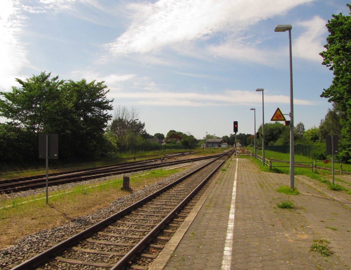 Das Gleis 21 in Zinnowitz mit Blick in Richtung Wolgast bzw. Peenemnde am 30.05.2014.