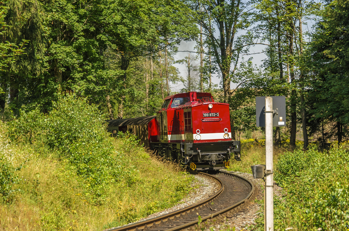 Das Harzkamel der HSB 199 872-3 aus Richtung Wernigerode am 06/08/2020 