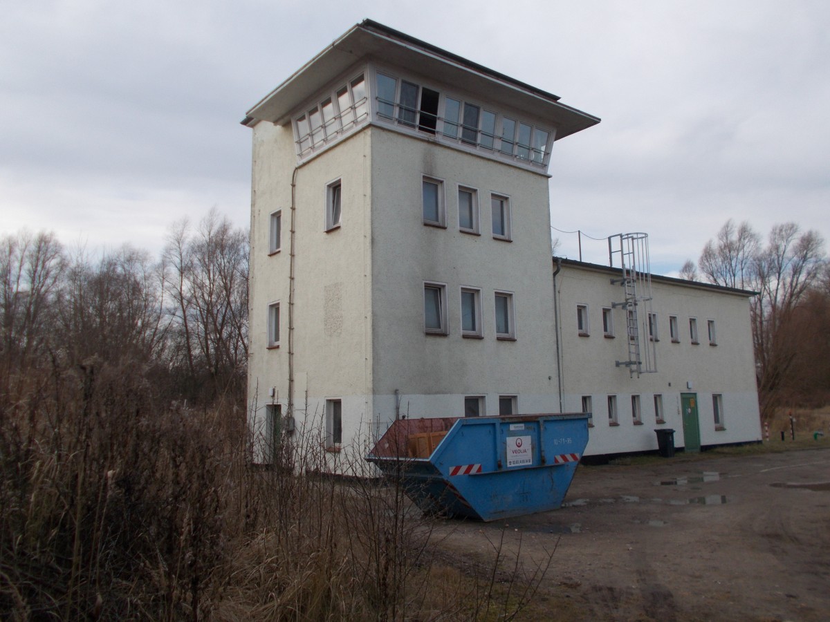 Das Stellwerk B11,am 07.Februar 2016,im Rostocker Seehafen.