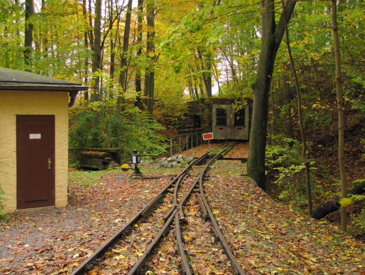 Das Streckenende im Bahnhof Martinsgrund am 22.10.2015.