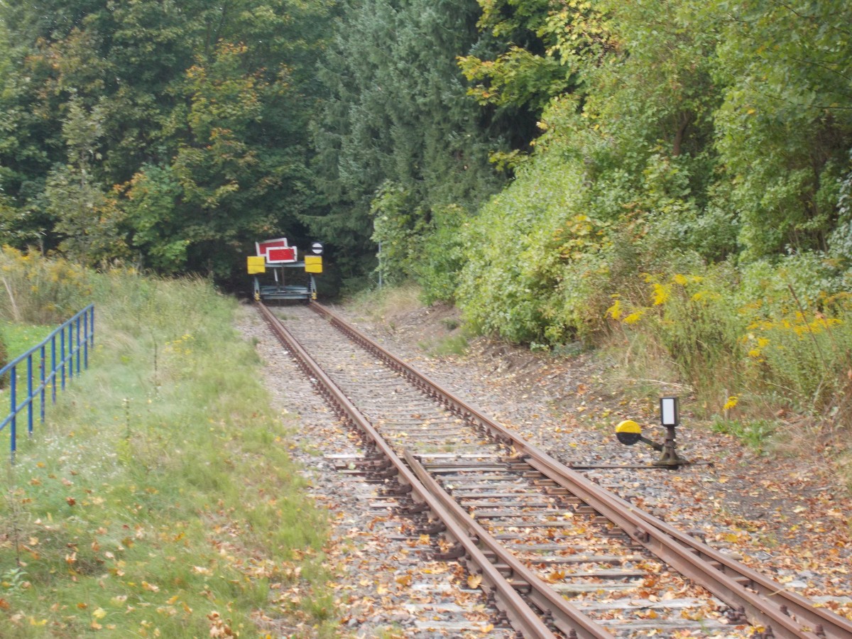 Das Streckenende von der Heidekrautbahn in Groß Schönebeck am 17.September 2014.