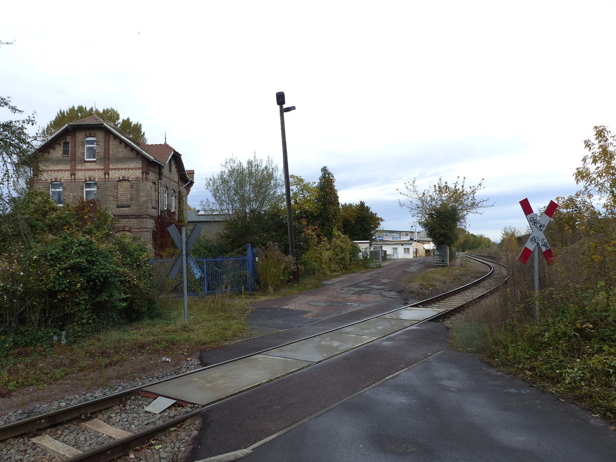 Das Verbindungsgleis von Halle-Trotha zum Saalehafen, am 21.10.2020 in Halle (S).