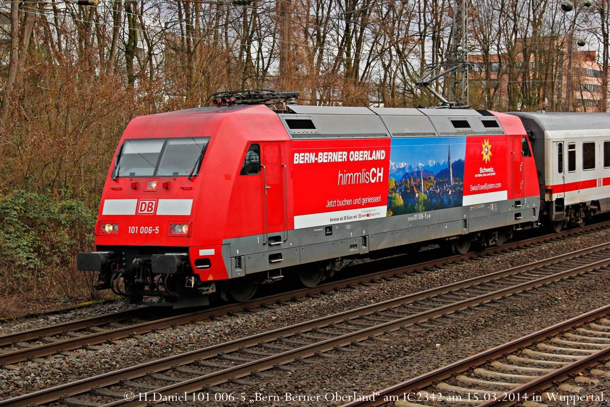 DB 101 006-5  Bern-Berner Oberland  mit IC2342 in Wuppertal, M�rz 2014.