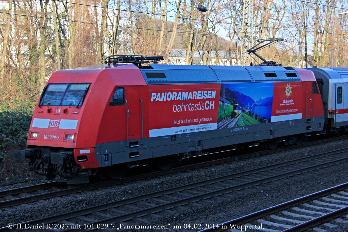 DB 101 029-7  Panoramareisen  mit IC2027 in Wuppertal, Februar 2014.