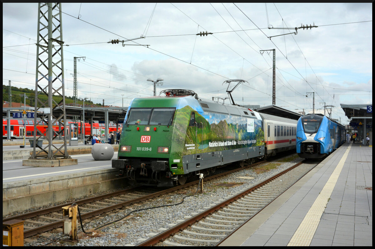 DB 101 039  Fahrtziel Natur (2)  mit IC 2082  Königssee  am 23.09.2024 in Würzburg Hbf.