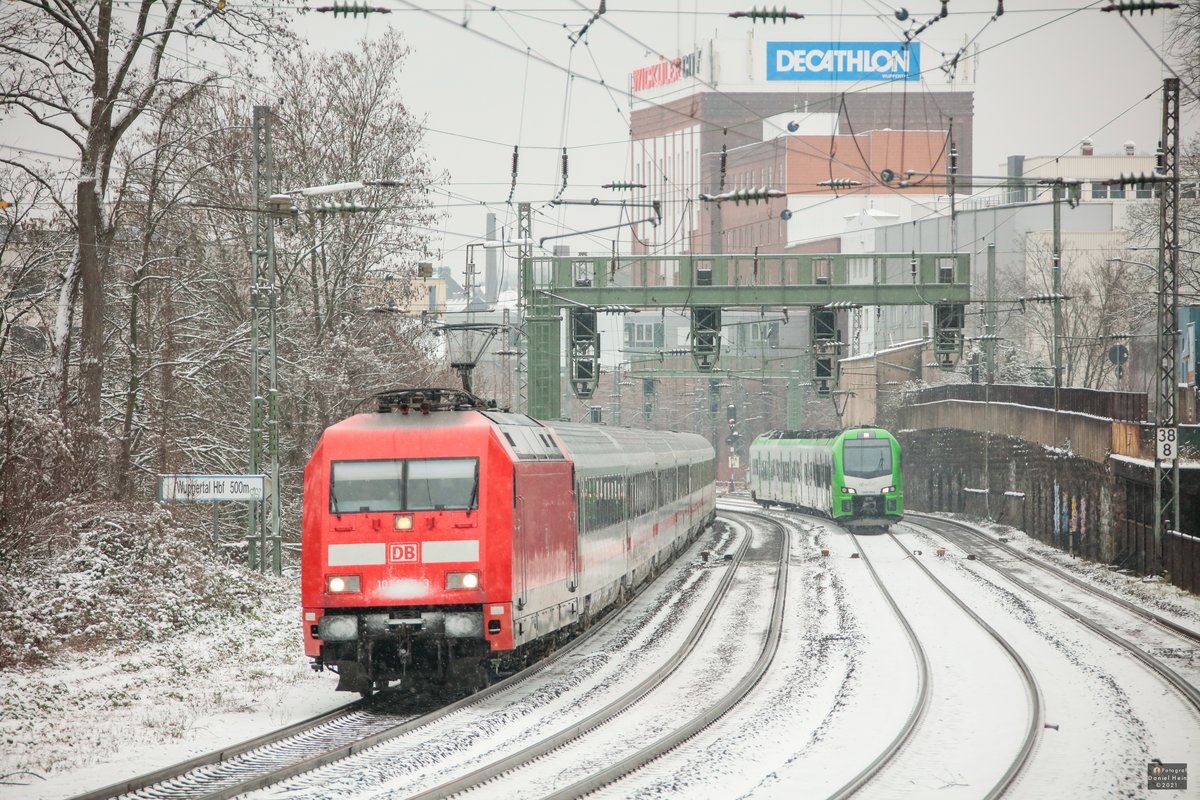 DB 101 069 mit IC2027 in Wuppertal, Januar 2021.