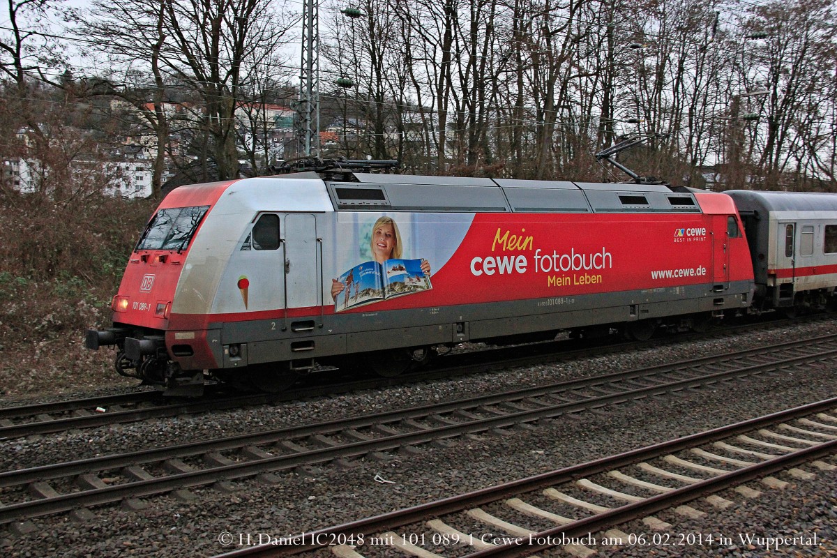 DB 101 089-1  Cewe Fotobuch  mit IC2048 in Wuppertal, Februar 2014.