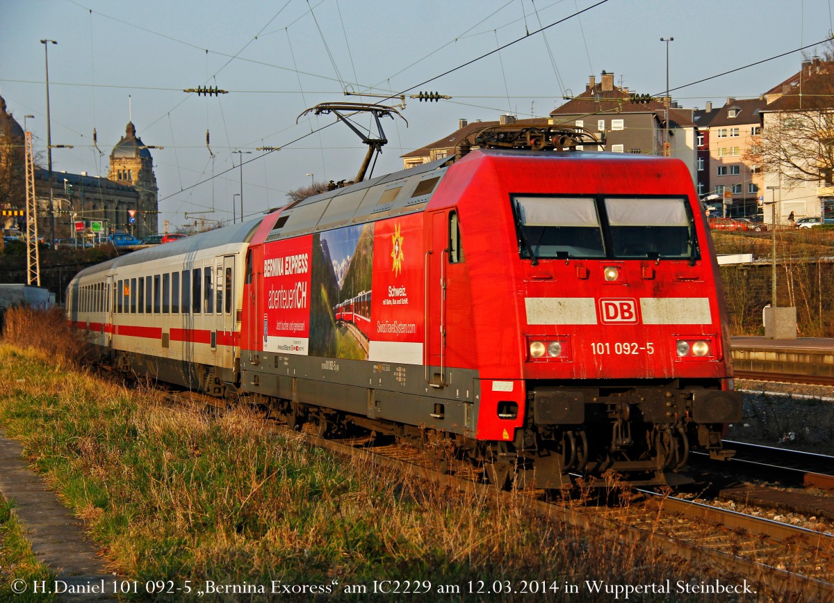 DB 101 092-5  Bernina Express  am IC2229 (Kiel-N�rnberg) in Wuppertal, M�rz 2014.