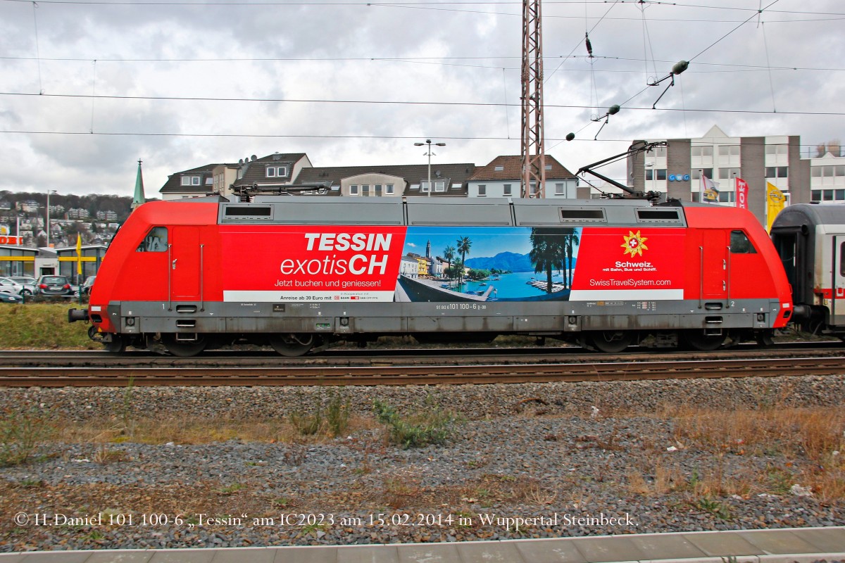 DB 101 100-6  Tessin  mit IC2023 in Wuppertal, Februar 2014.