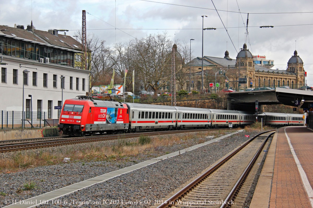 DB 101 100-6  Tessin  mit IC2023 in Wuppertal, Februar 2014.
