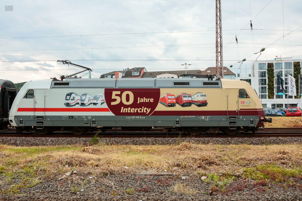 DB 101 110-5  50 Jahre Intercity  mit EC6 in Wuppertal, Juli 2025.