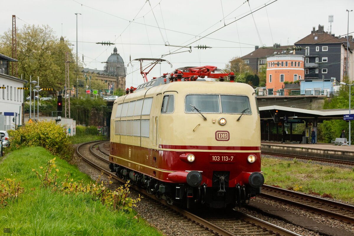 DB 103 113-7 in Wuppertal, April 2024.