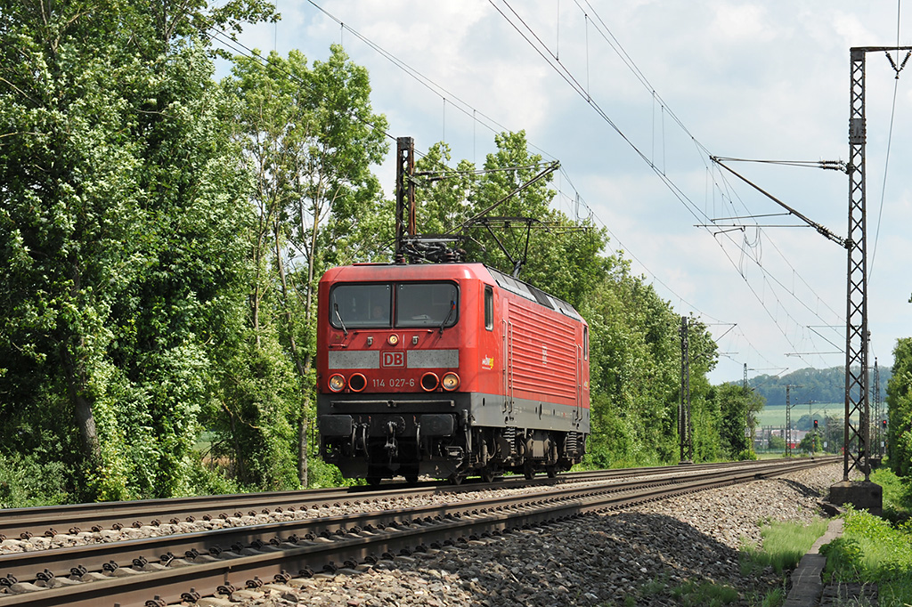 DB 114 027-6 solo bei Uhingen 07.07.2019