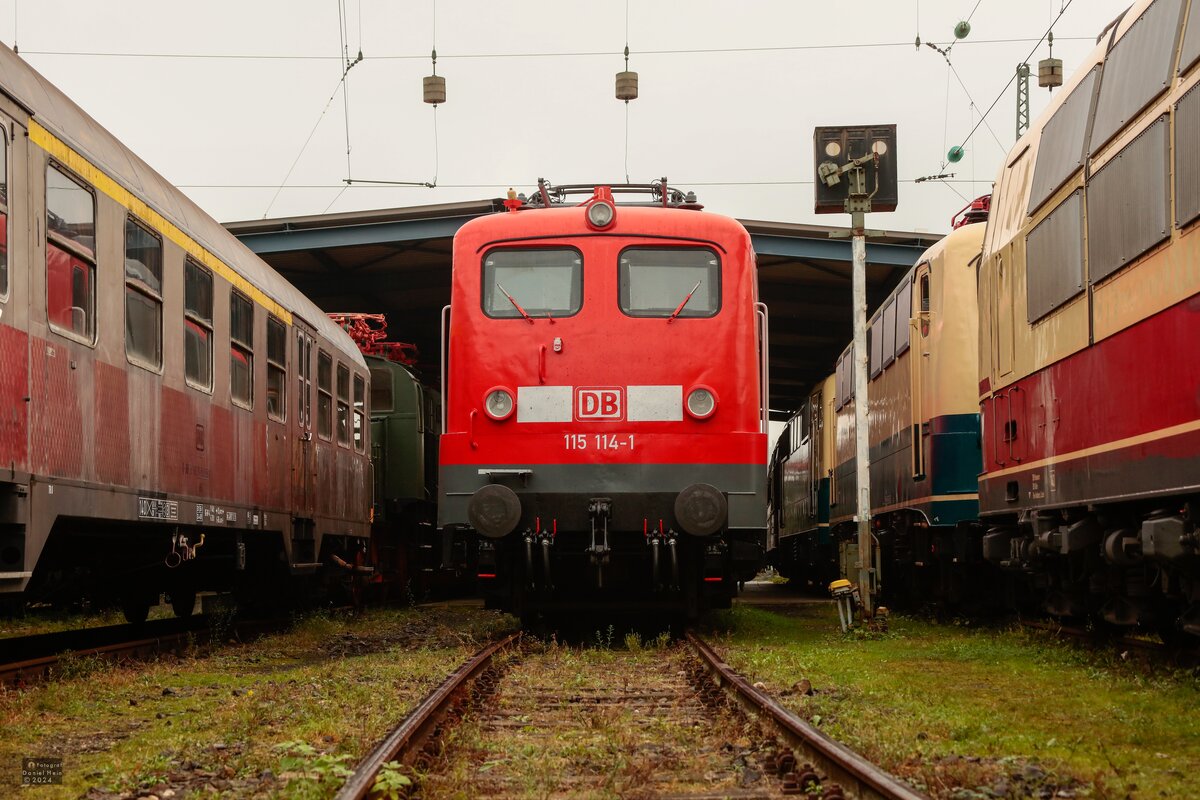 DB 115 114-1 im DB Museum Koblenz Lützel, November 2024.