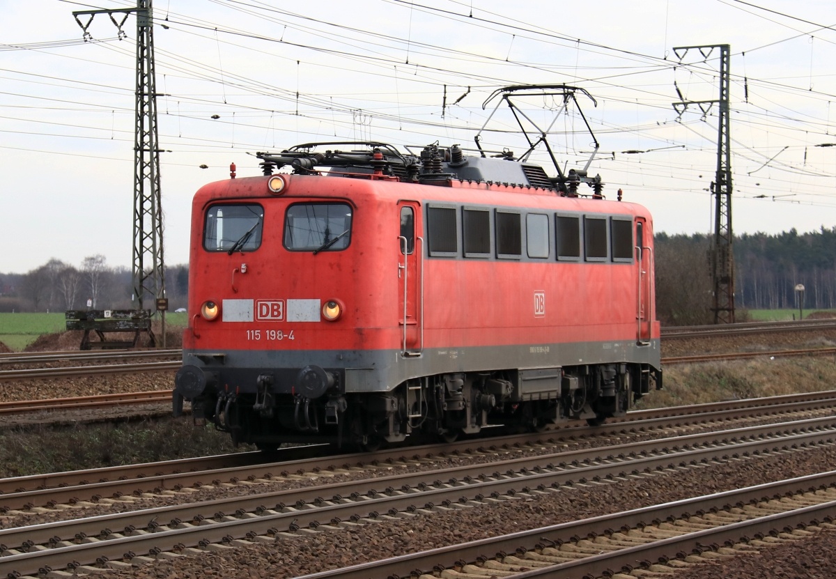 DB 115 198-4 (NVR: 9180 6115 198-4 D-DB) am 11.03.2017 LZ bei Wunstorf unterwegs...