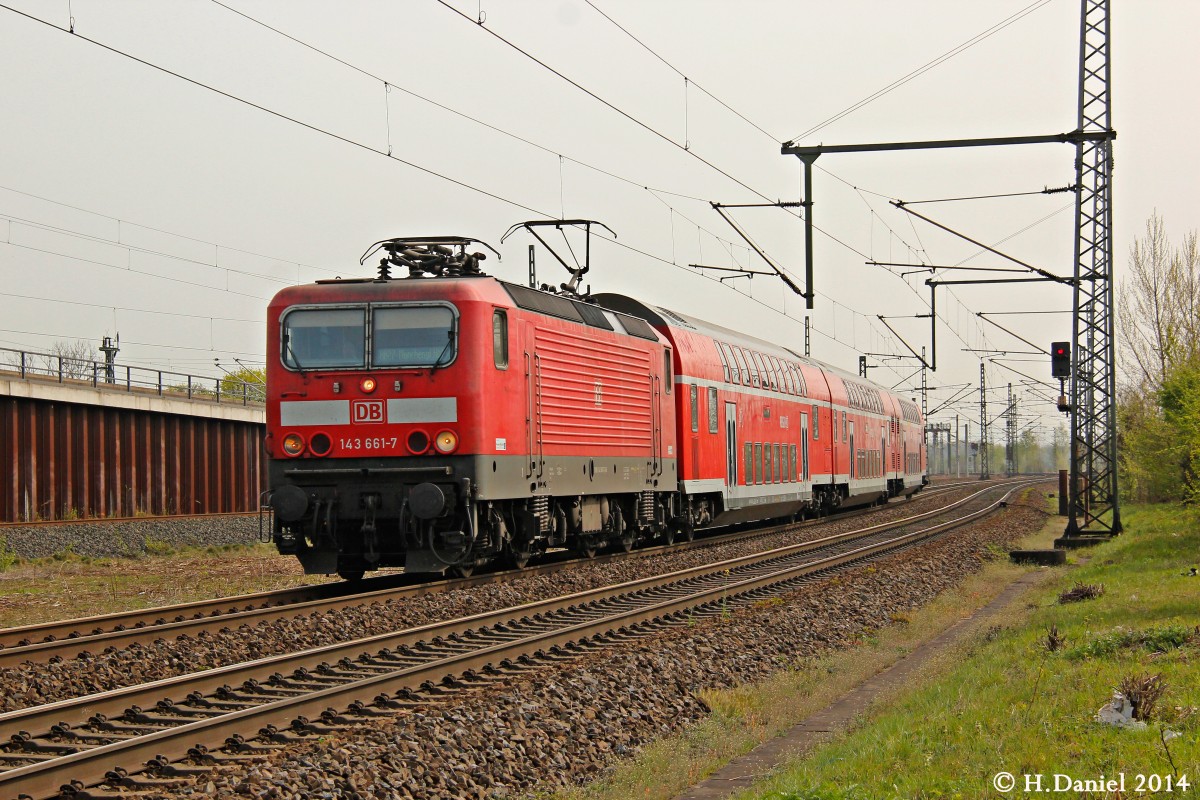 DB 143 661-7 mit RB27 in K�ln Porz Wahn, April 2014.