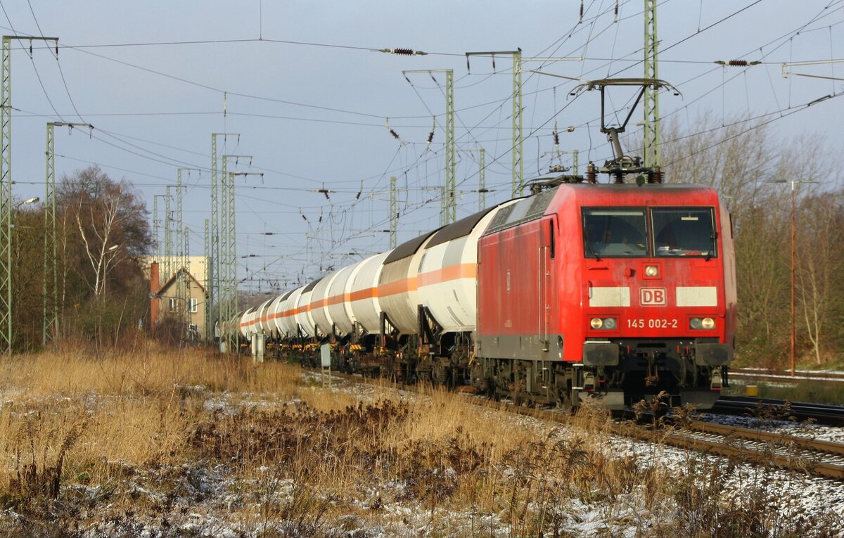 DB 145 002-2 / Gaskesselzug / Umleiter / Anklam / 03.12.2021 / Winter