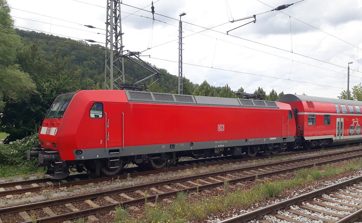 DB 146 011 mit dem RE 4886  Saale-Express  von Jena-Paradies nach Halle (S) Hbf, am 29.08.2020 in der Abstellung in Jena-Gschwitz.