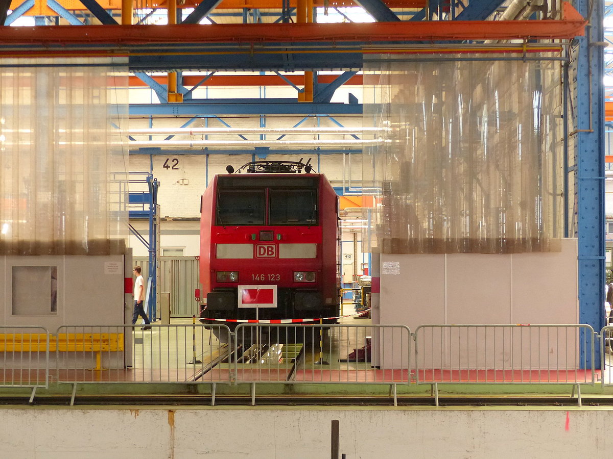DB 146 123 am 31.08.2019 beim Tag der offenen Tür im DB Werk Dessau.