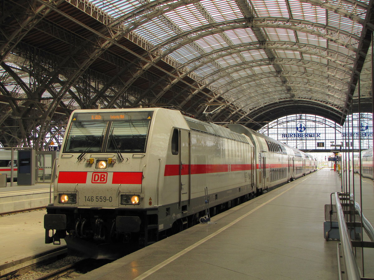 DB 146 559-9 mit dem IC 2035 aus Norddeich Mole, am 14.06.2016 in Leipzig Hbf.