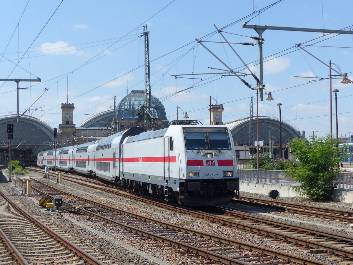 DB 146 570-7 brachte den IC 2443 am 10.07.2019 von Köln Hbf nach Dresden Hbf und fährt hier weiter in die Abstellung nach Dresden Reick.