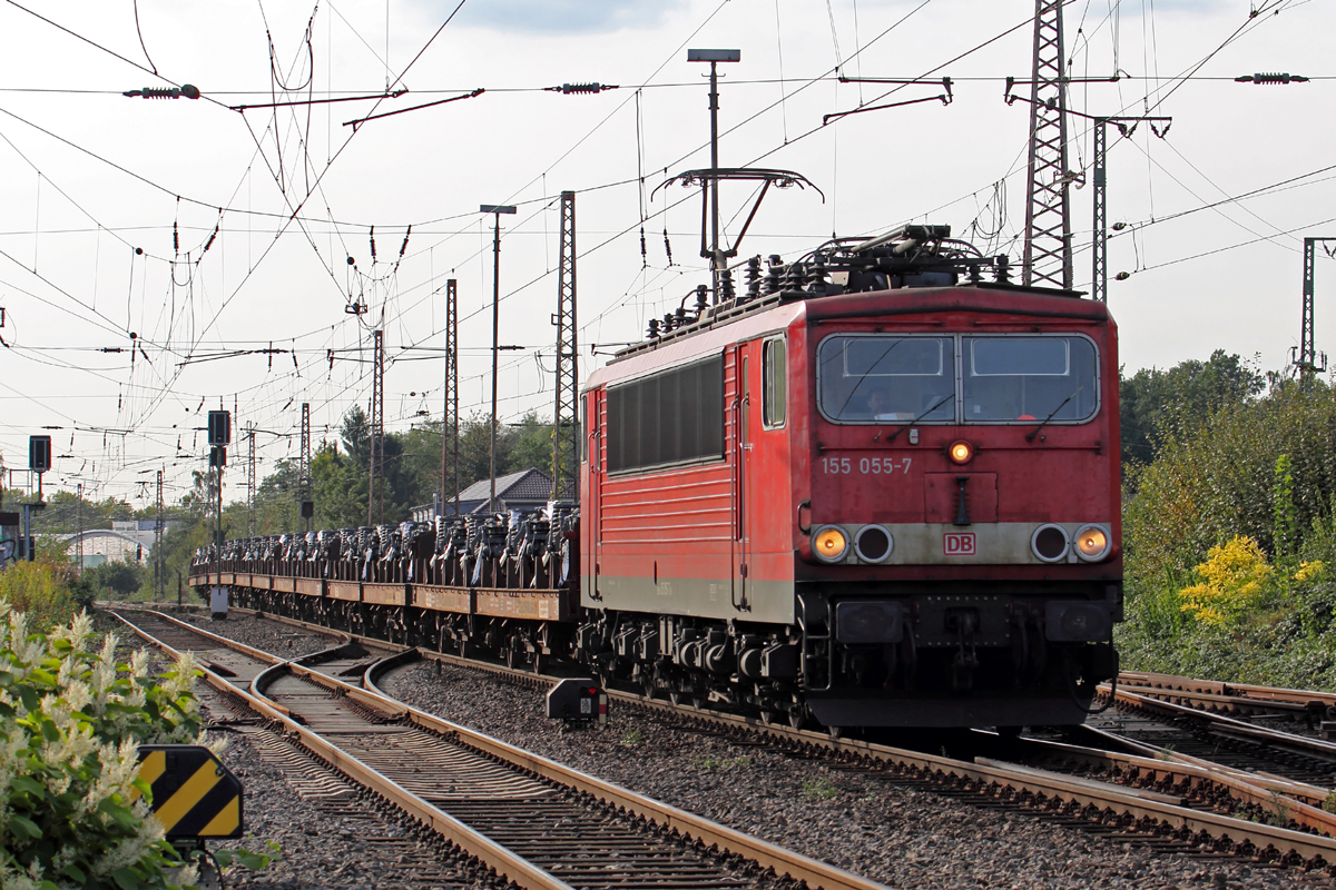 DB 155 055-7 durchfährt mit neuen Drehgestellen Recklinghausen-Ost 21.9.2017