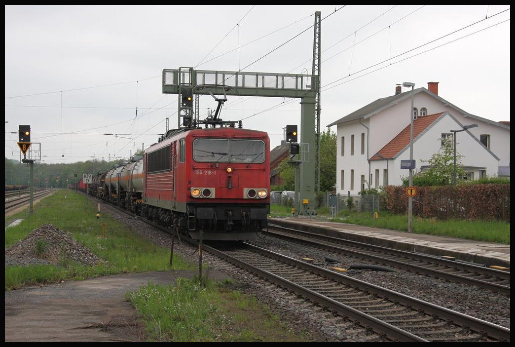 DB 155218 am 24.4.2018 um 14.36 Uhr in Hasbergen unterwegs in Richtung Osnabrück.