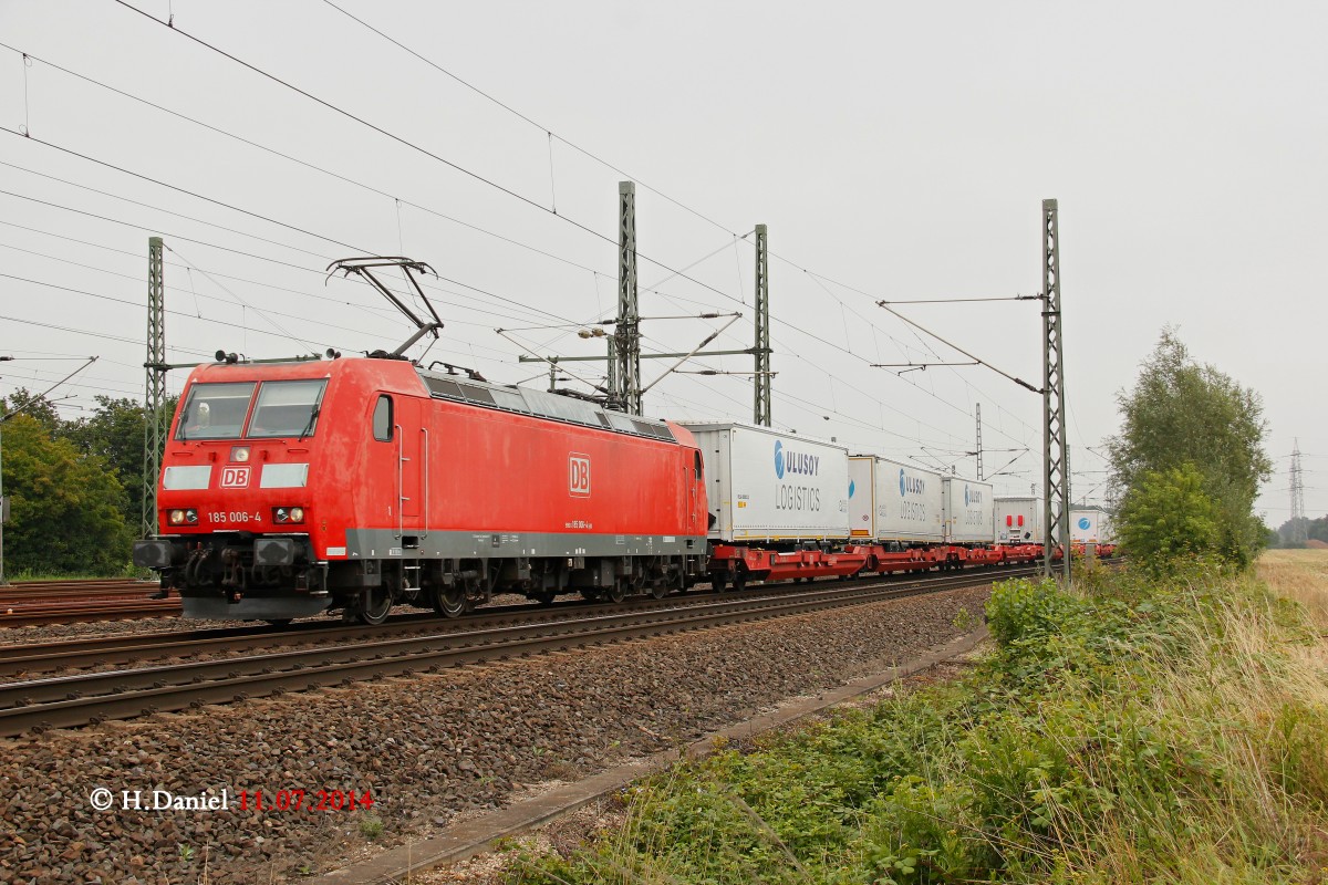 DB 185 006-4 mit KLV in K�ln Porz Wahn, Juli 2014.