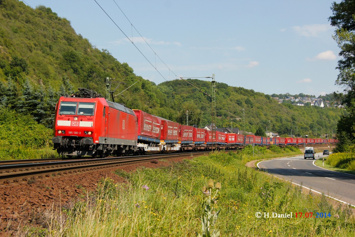 DB 185 130-2 mit Winner KLV in Erpel, Juli 2014.