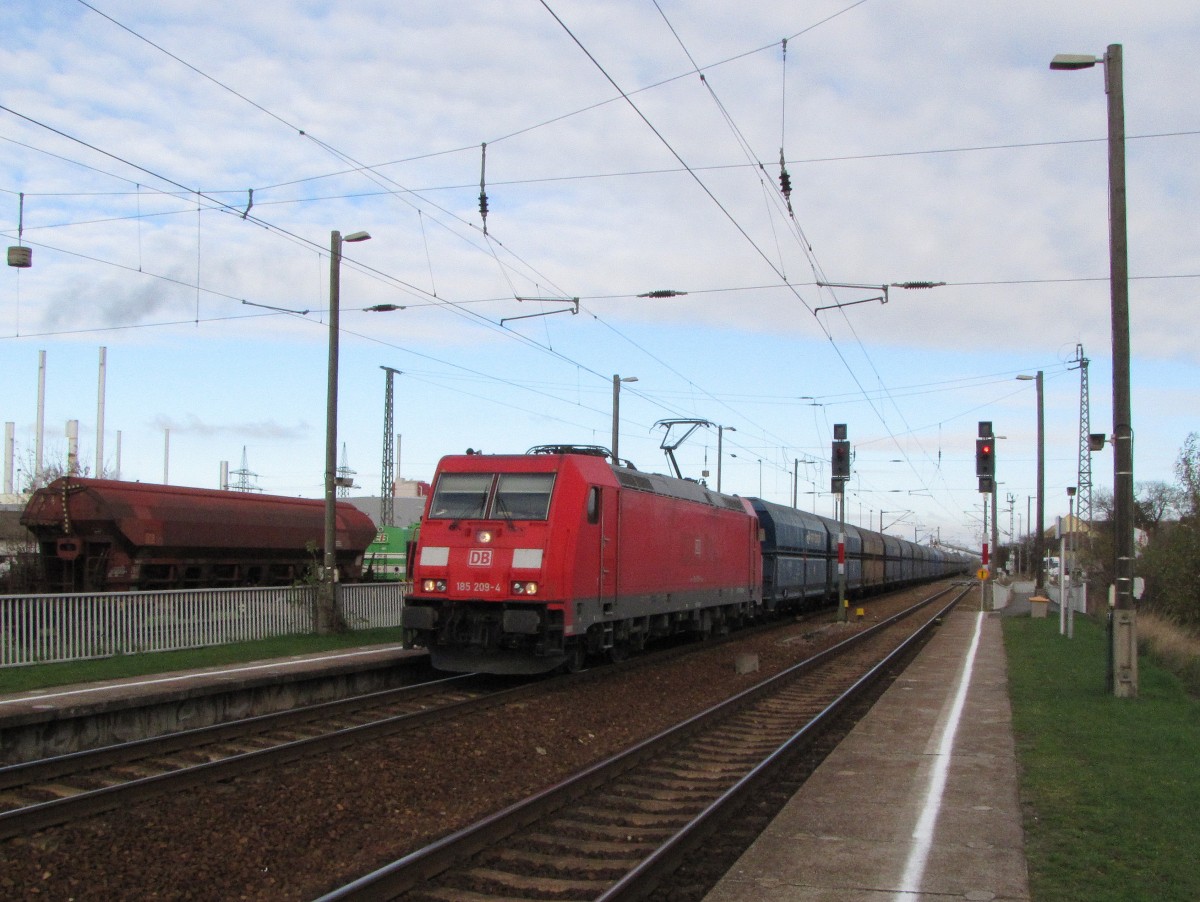 DB 185 209-4 mit PKP-Kohlewagen Richtung Erfurt Gbf, am 11.11.2013 in Erfurt Ost.