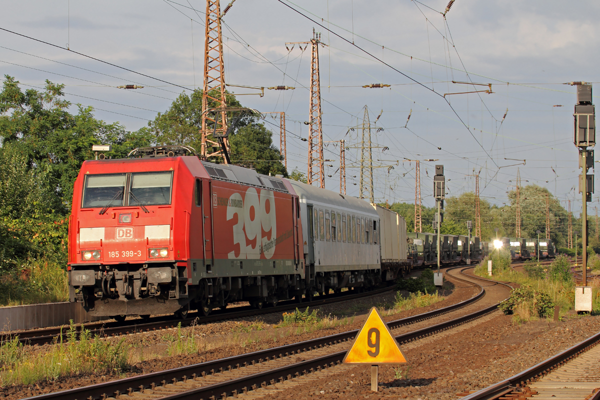 DB 185 399-3 mit einem Belgischen Militärzug in Recklinghausen-Ost 9.7.2018