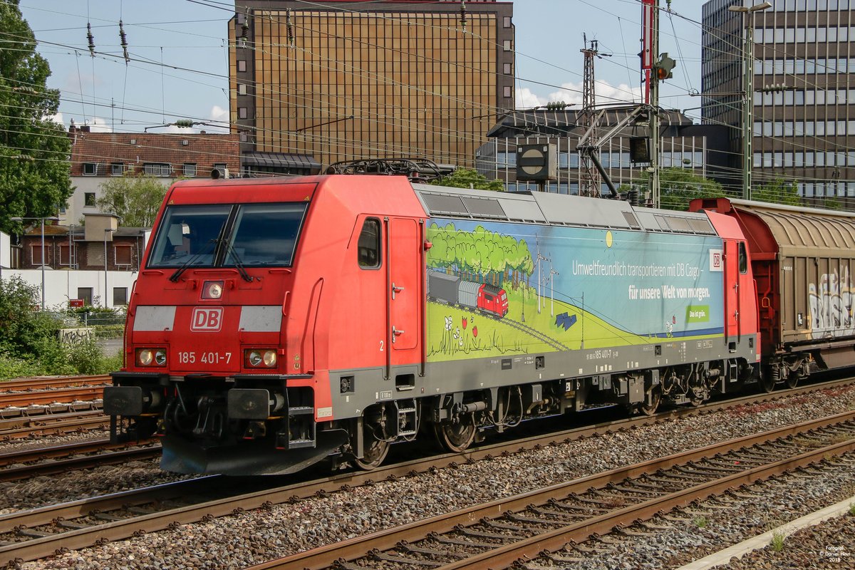 DB 185 401-7 in D�sseldorf Rath, Juni 2018.