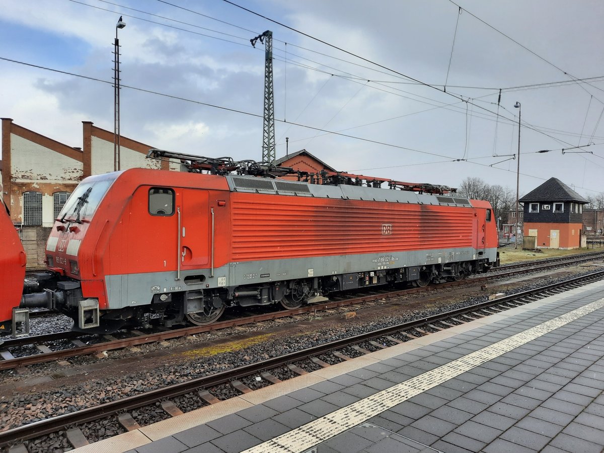 DB 189 021-9 am 19.03.2021 beim pausieren in Bebra.