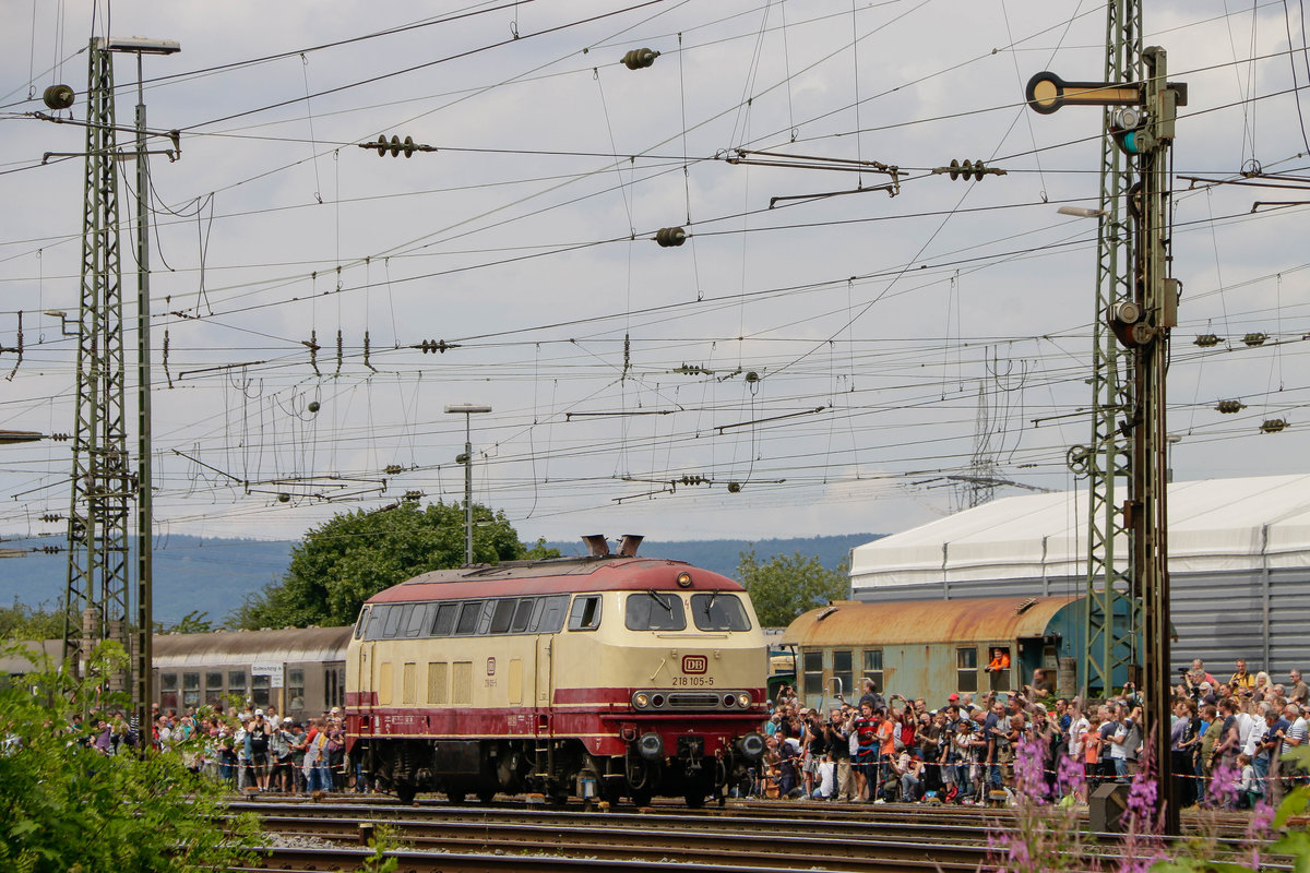 DB 218 105-5 im DB Museum Koblenz, am 16.06.2018.