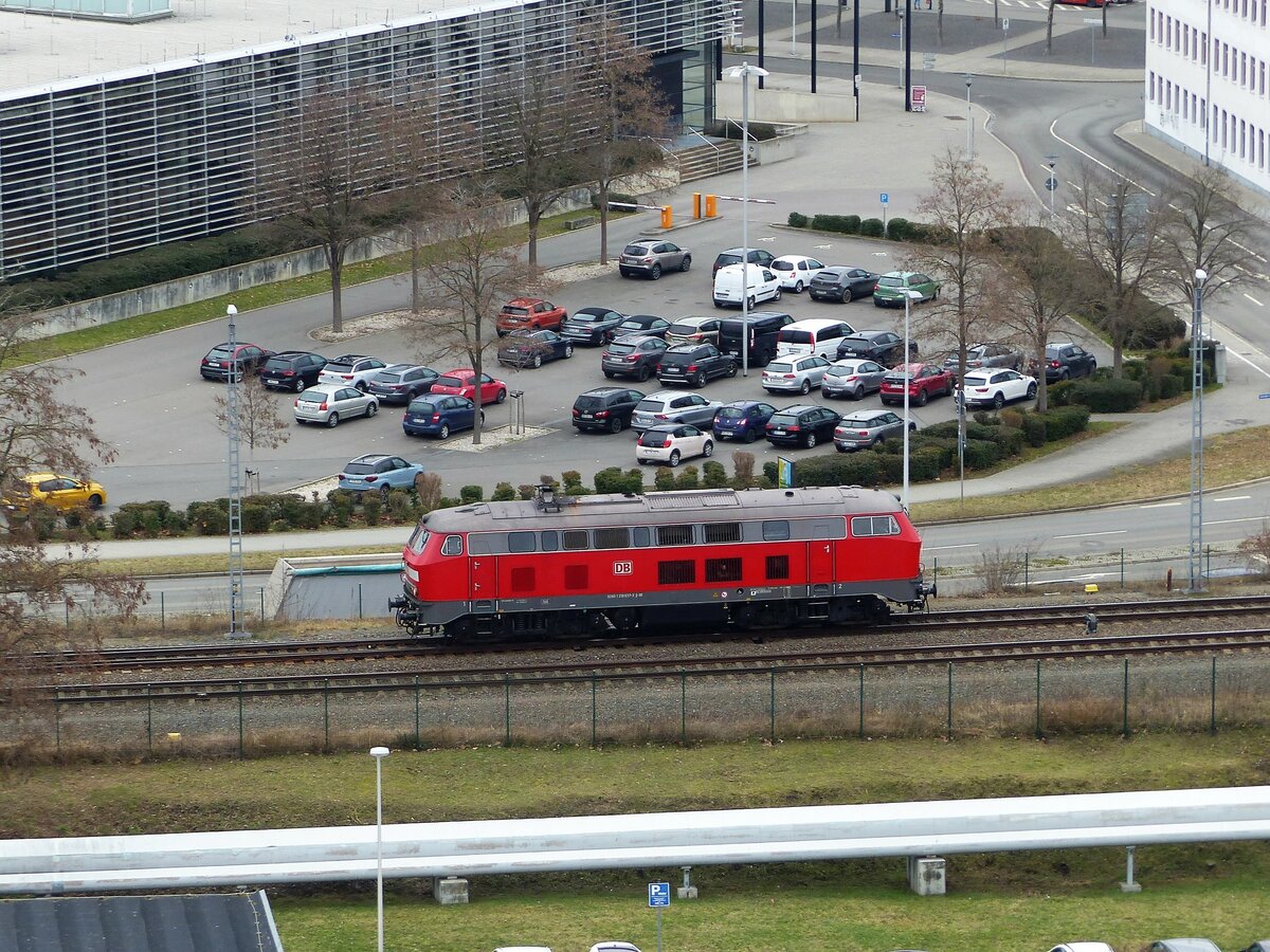 DB 218 837-3 beim umsetzen in Gera am 9.2.2022